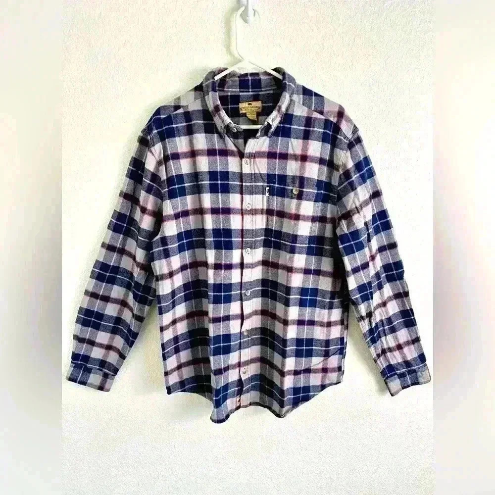 Buffalo Jackson Trading Co. Long Sleeve Plaid Flannel Button Down Shirt Size Xl